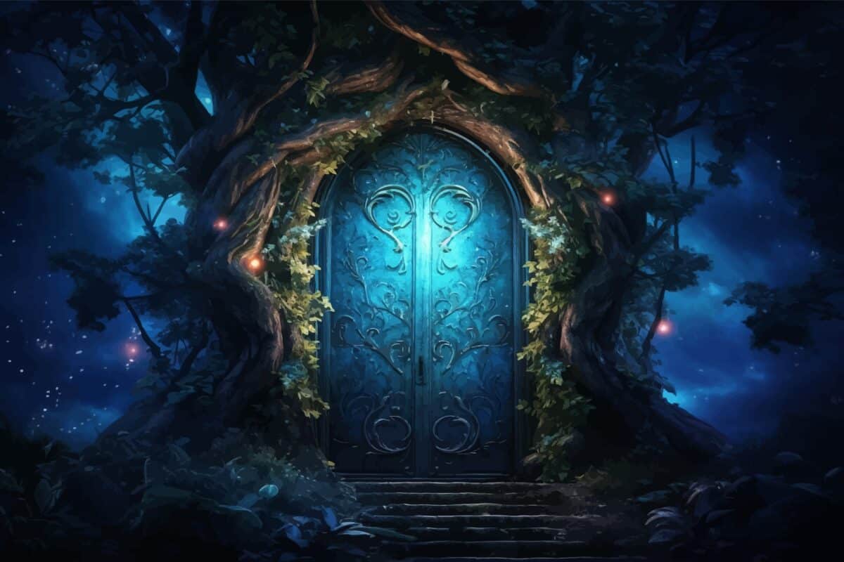 Wooden,door,to,an,alien,world.,magic,gate.,mysterious,entrance
